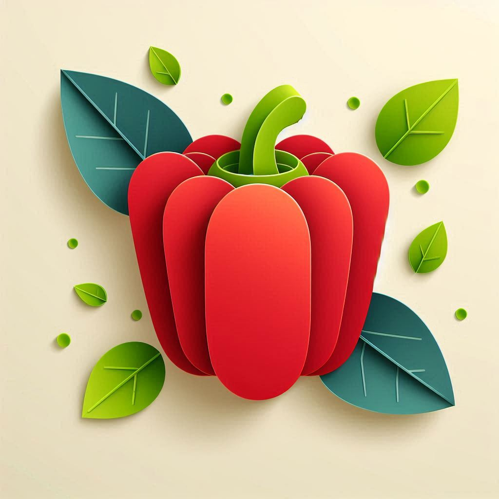 ピーマンのイラスト ペーパークラフト調 (1).png