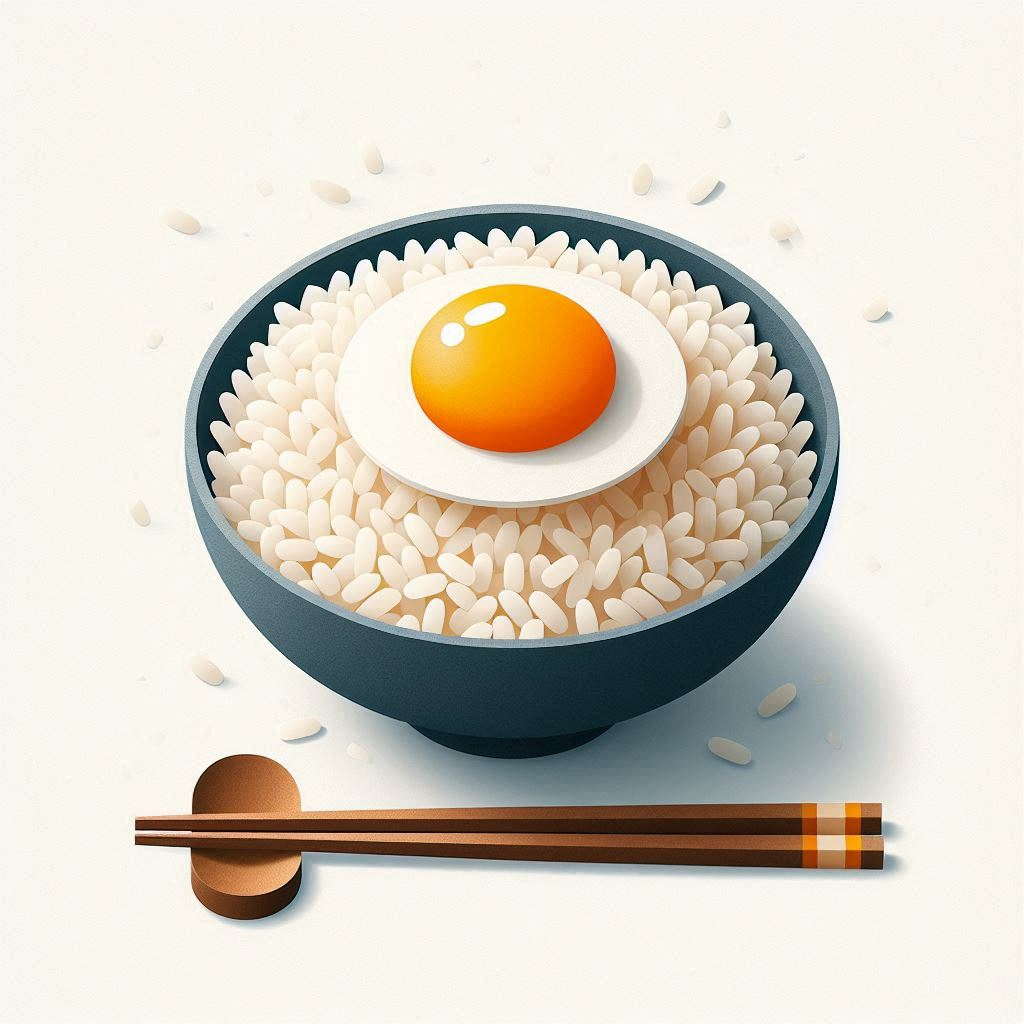 rice with raw egg on top in a paper craft style.png