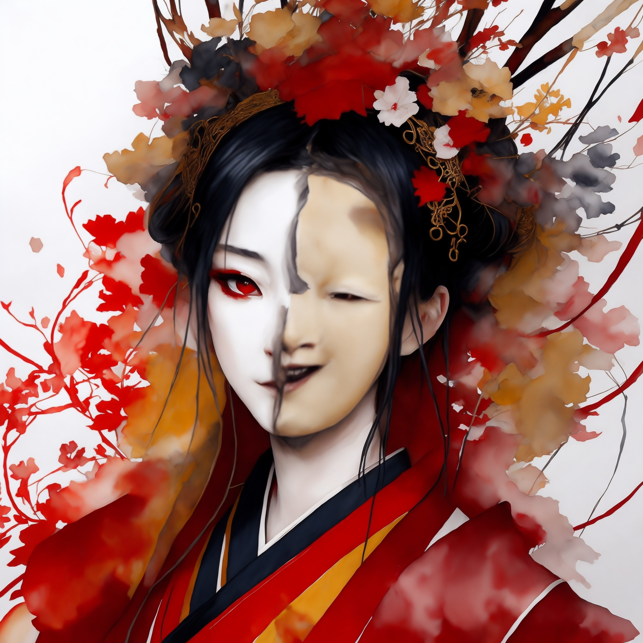 Default_line_art_watercolor_wash_Woman_with_white_Noh_mask_RED_2_cbf5b28e-4f17-4144-aac6-02a72aa72e7d_HD Crisp Upscaled.jpg