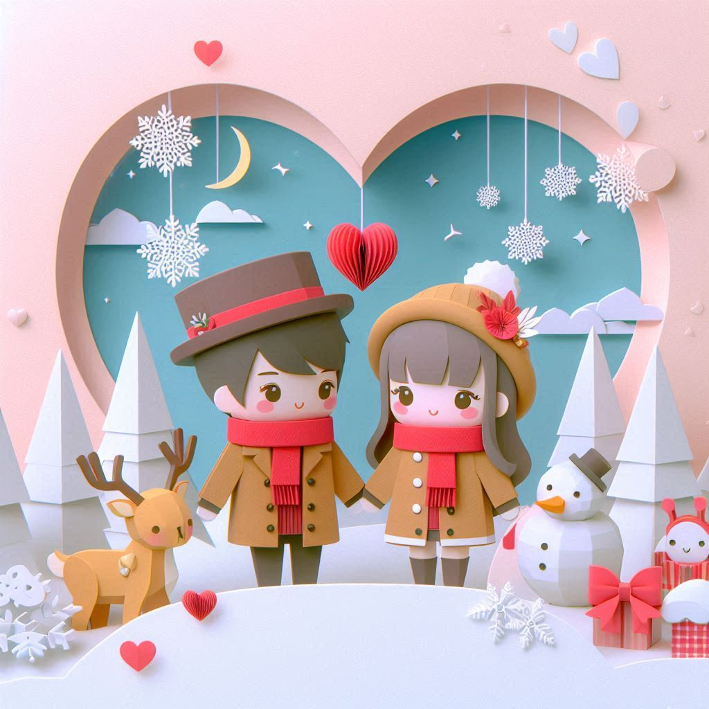 冬の恋人の日をイメージしたペーパークラフト調のイラスト (3).png