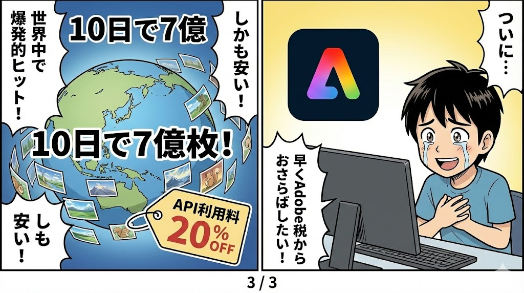 マンガ_やっぱり出た！ OpenAIが「ChatGPT Images 1.5」して「Nano Banana」猛追！03.jpg