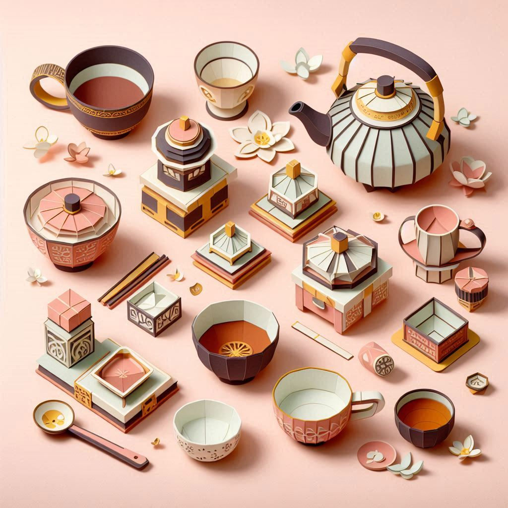 古田織部の茶器をイメージしたペーパークラフト調のイラスト (1).png