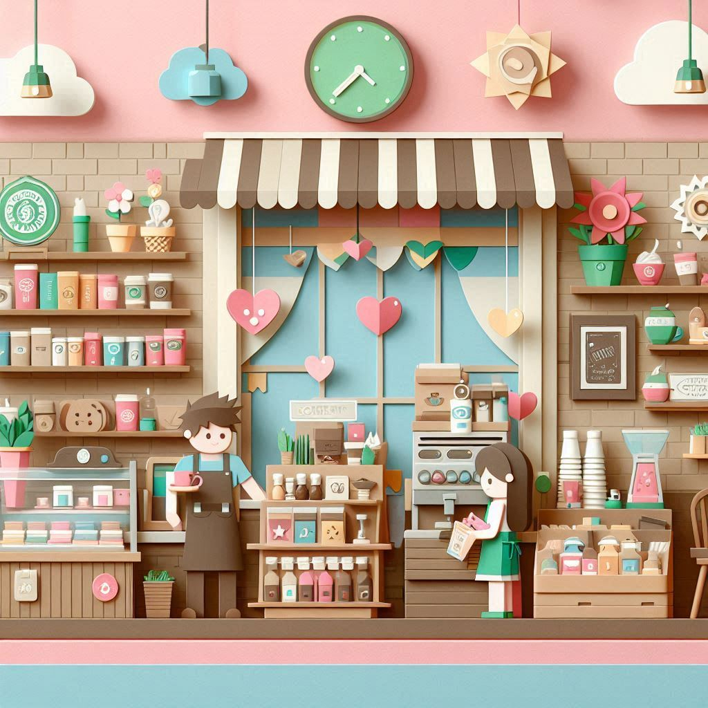 喫茶店の日をイメージしたペーパークラフト風のイラスト (1).png
