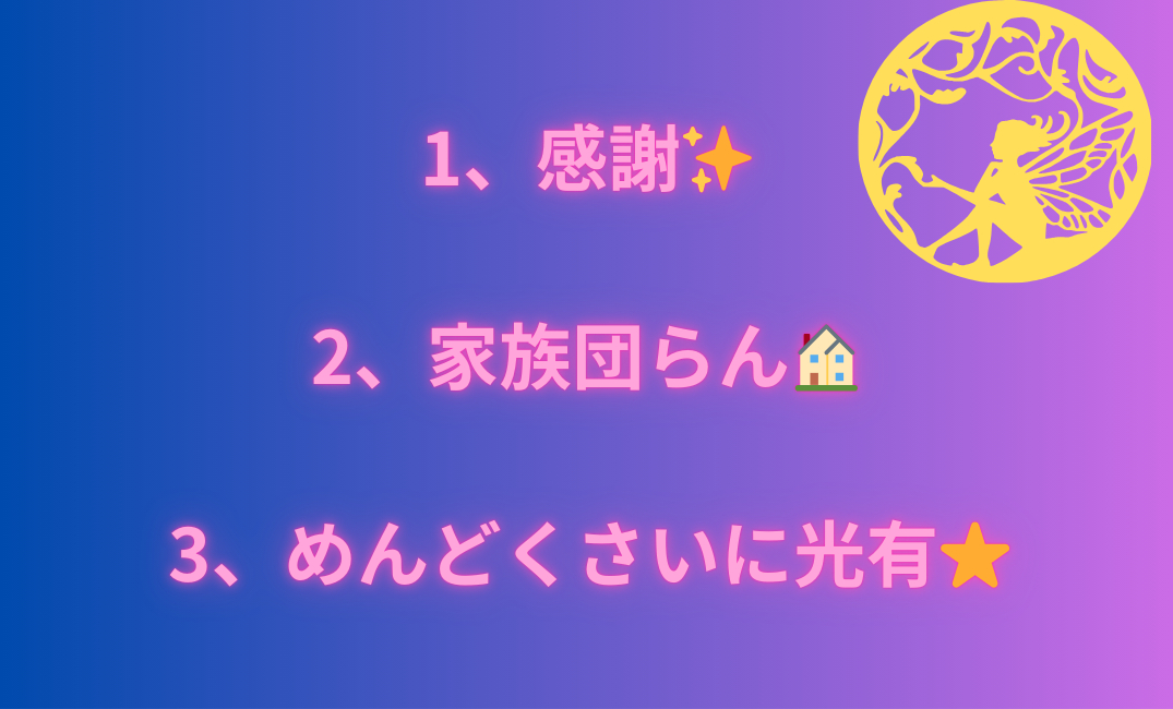 1、感謝✨ 2、家族団らん👯‍♀️ 3、めんどくさいに光有⭐️_png.png