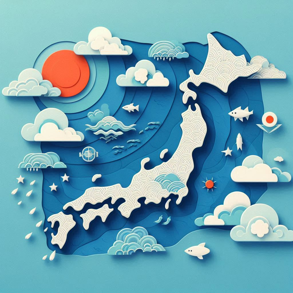 日本の天気図のイラスト ペーパークラフト調.png