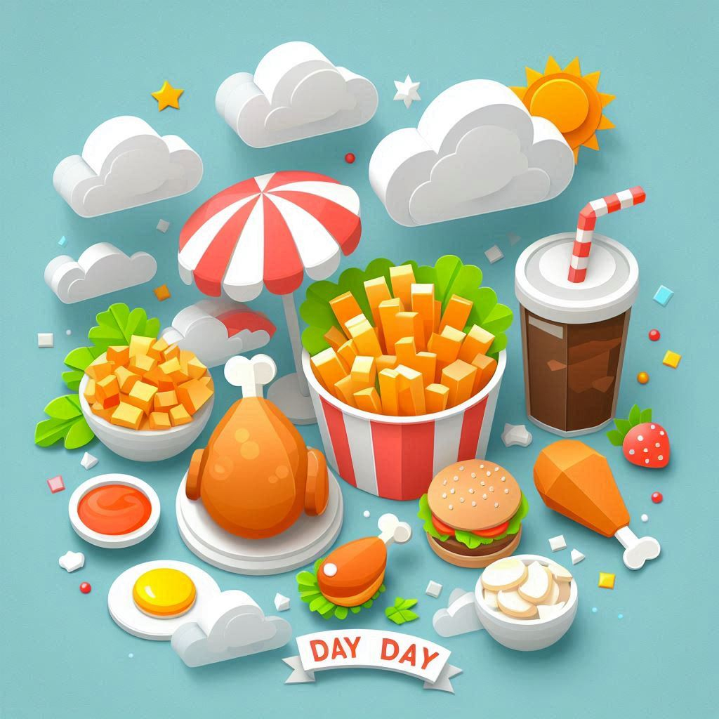 フライドチキンの日のイラスト ペーパークラフト調 (4).png