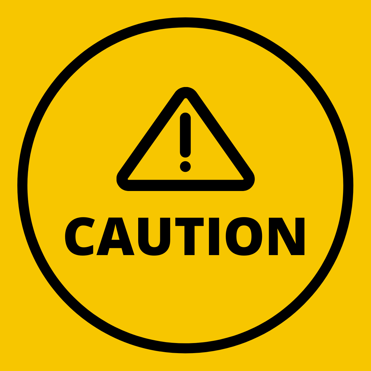 Yellow and Black Caution Circle Safety Sticker.png