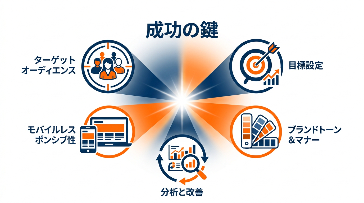 Firefly_■見出し：【用途別バナー戦略を成功させるための共通の視点】_プロンプト：Horizontal image, aspect ratio 16-9. Friendly, su 225307.png