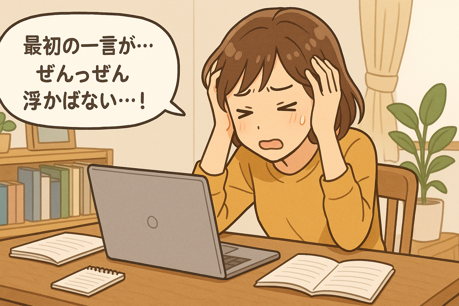 20250724_0606_悩む女性とノートパソコン_simple_compose_01k0whkjd5e0sr1katjxn15r86.png