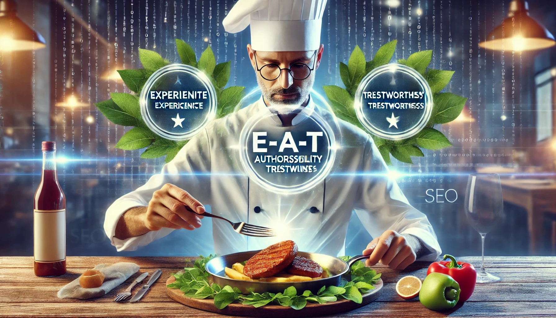 DALL·E 2024-06-25 22.33.35 - A high-quality image showing a renowned chef preparing a dish with great expertise, representing the E-A-T (Expertise, Authoritativeness, Trustworthin.jpeg