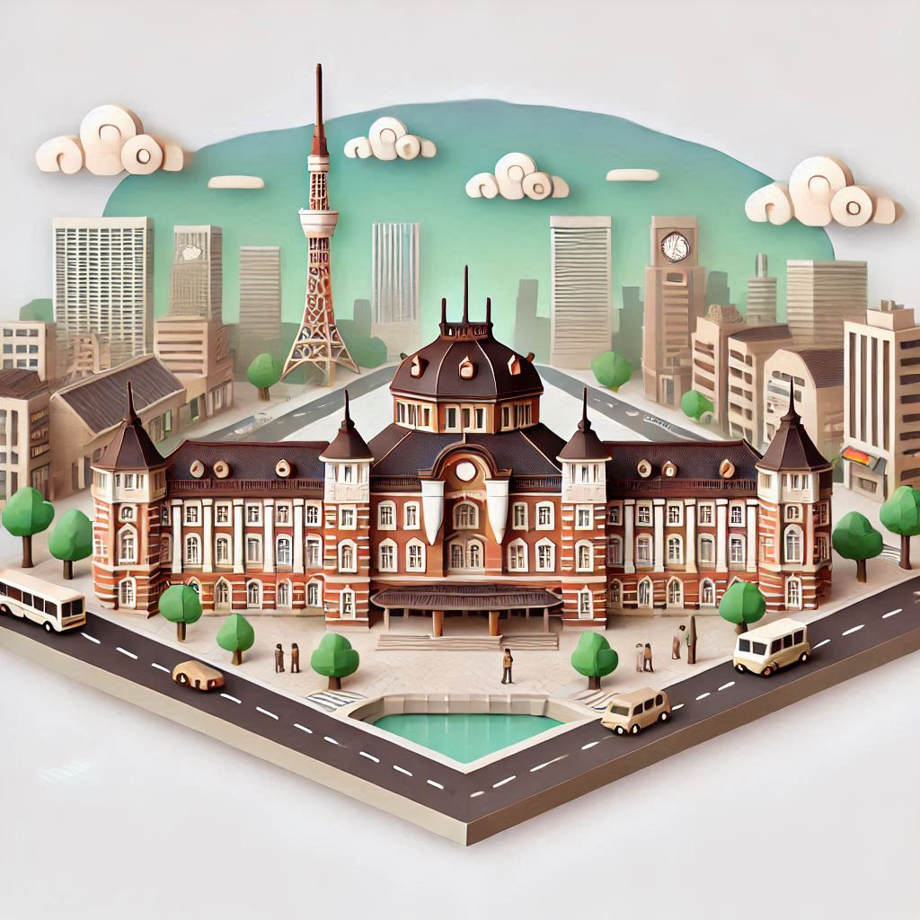 東京駅のイラスト ペーパークラフト調.png