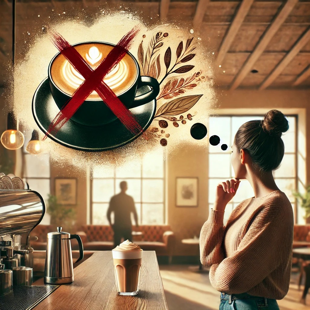 DALL·E 2025-10-24 13.27.16 - A cozy café in the afternoon with warm wooden interiors and soft natural light. A thoughtful person in their 30s, dressed in modern casual clothing, s.jpg