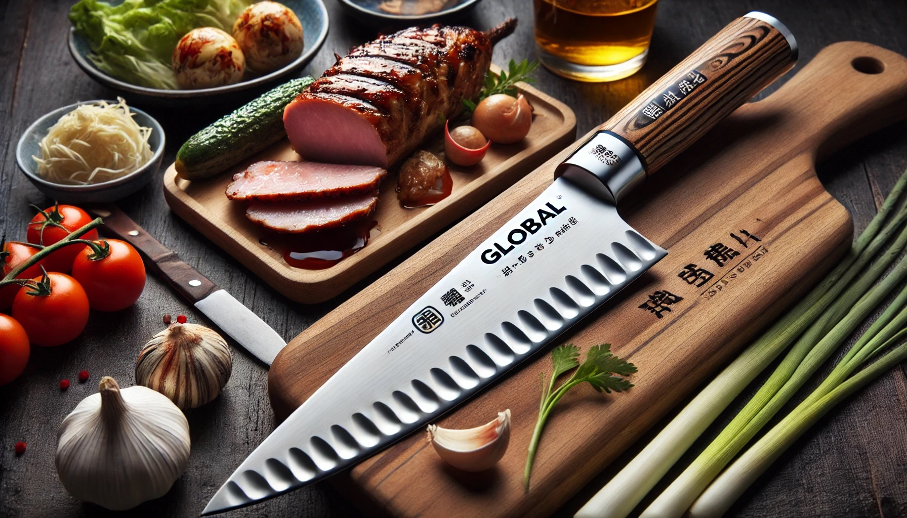 DALL·E 2024-06-25 21.43.08 - A high-quality Japanese chef's knife from the brand Global, featuring a sharp, all-stainless steel blade and a sleek, ergonomic handle, suitable for c.jpeg