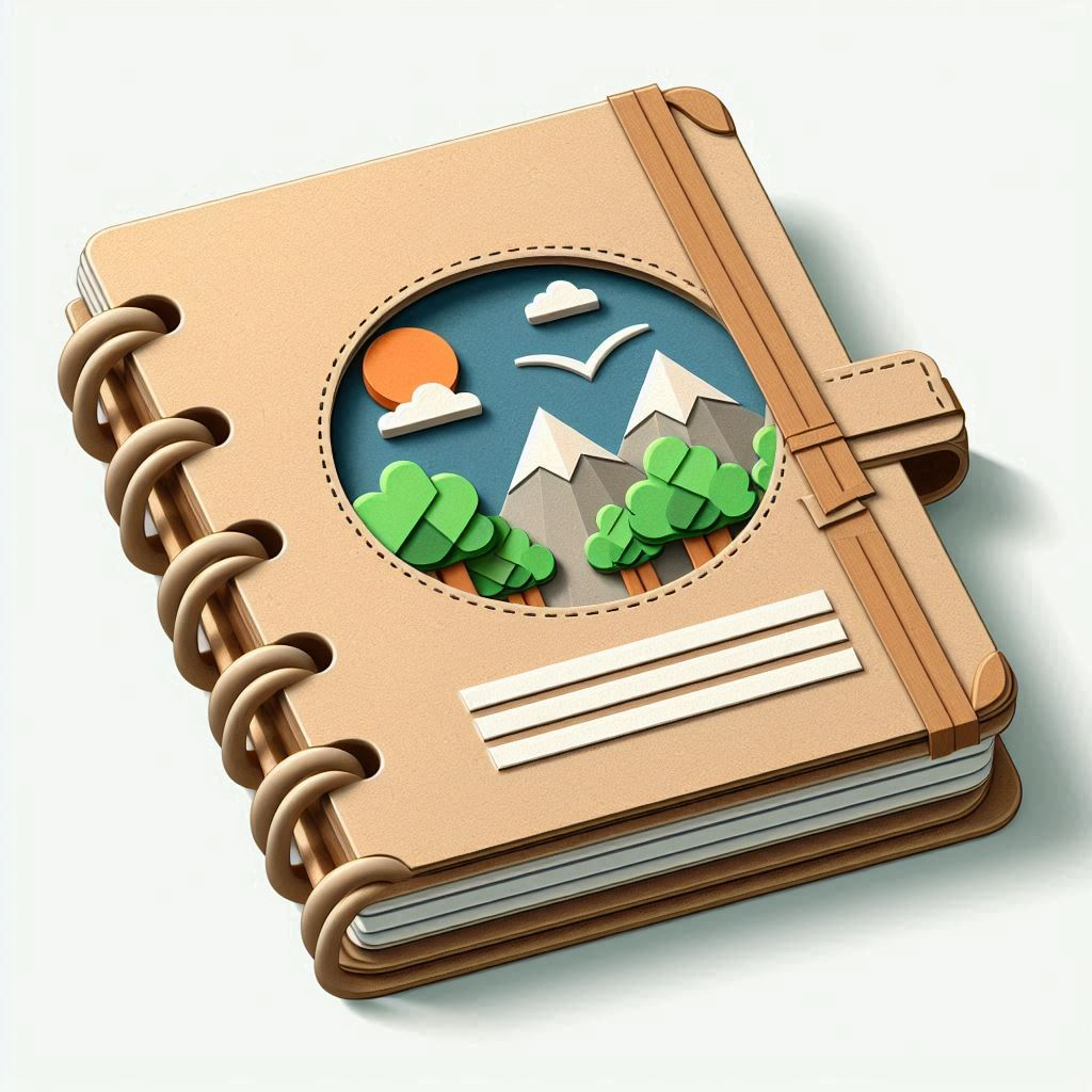 A paper-craft style illustration of a blank notebook, without any text.png