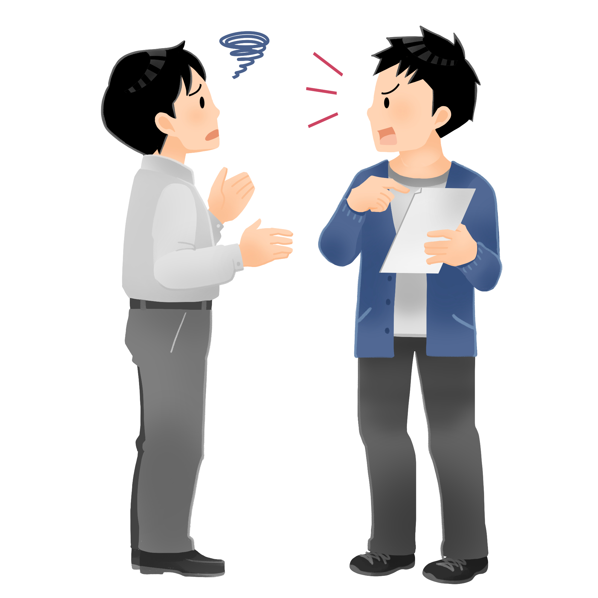3562トラブルで口論する業者スタッフ（男）と一般人男性.png