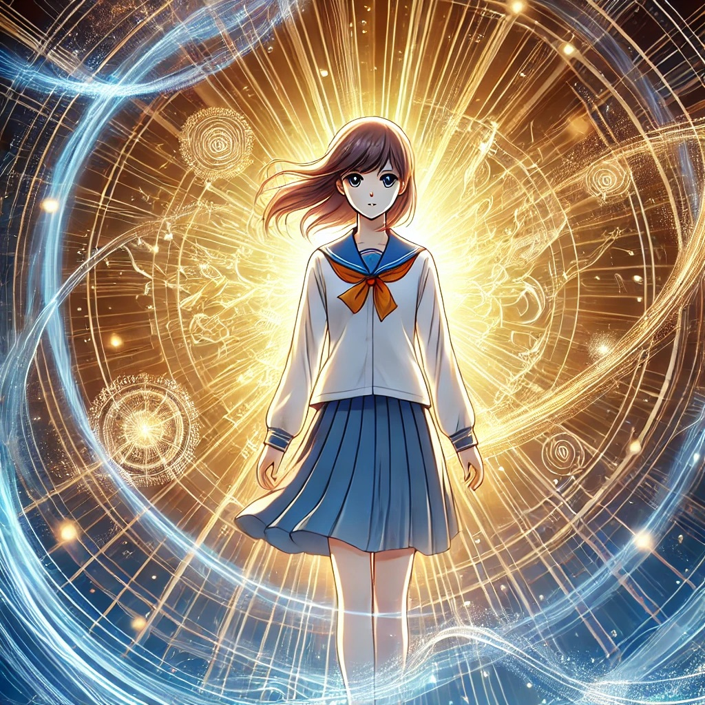 DALL·E 2025-03-18 12.20.17 - An anime-style illustration of a young woman radiating a powerful yet serene energy, symbolizing transformation and positive change. She stands confid.jpg