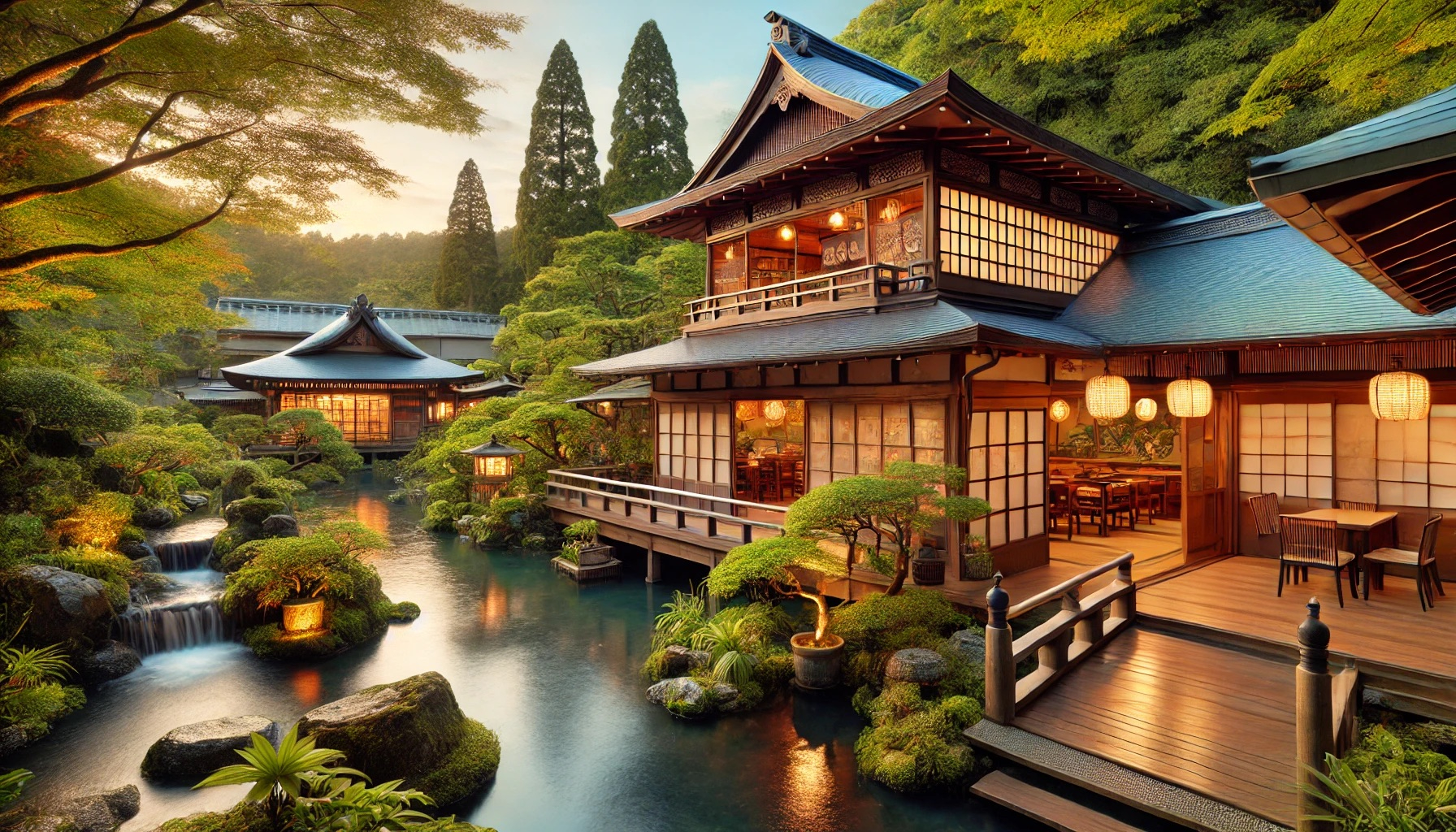 DALL·E 2024-06-26 00.00.13 - A high-quality image of a traditional Japanese restaurant named '料亭 能登' in Niigata, showcasing the beautiful exterior and serene Japanese garden, with.jpeg