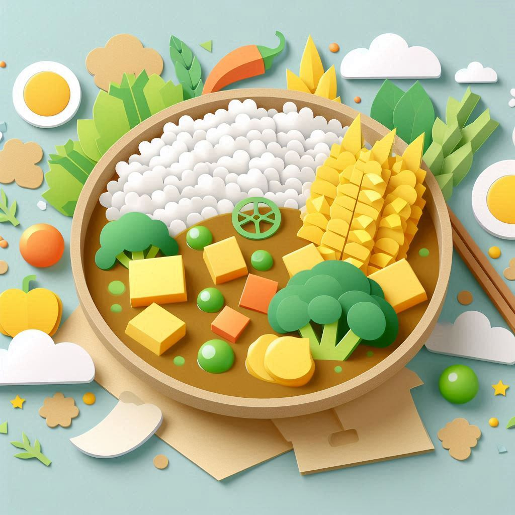 即席カレーの日をイメージできるイラスト ペーパークラフト調 (2).png