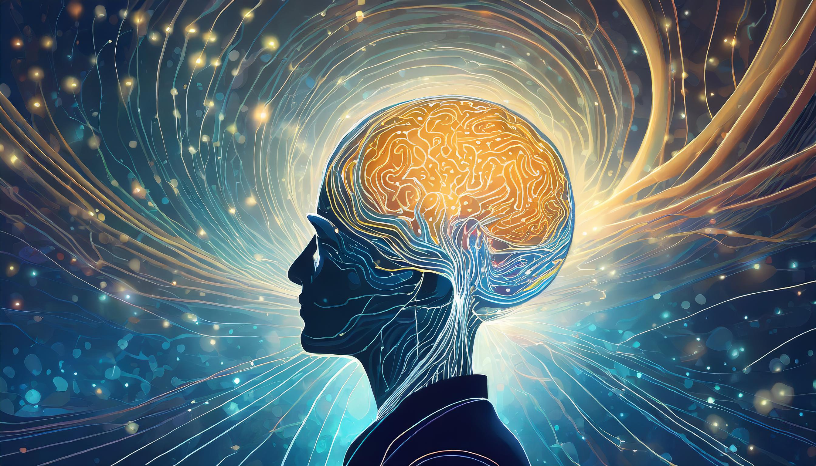 Firefly 脳が同じ否定的な考えを繰り返し学習していく様子を表現した抽象的なイラスト。_横向きのシンプルな人物シルエットの頭の中に、光の道や回路のような抽象表現。_何度も使われた思考のルートだけが.jpg