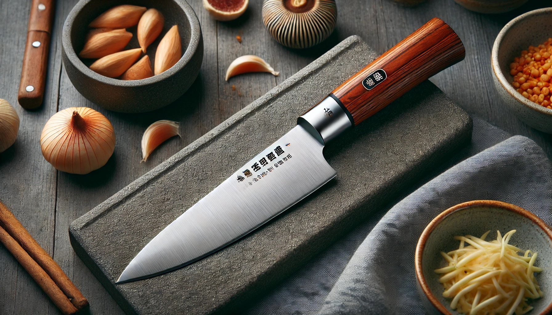 DALL·E 2024-06-25 21.43.00 - A versatile Japanese utility knife from the brand Kai, featuring a medium-sized blade and an ergonomic handle, ideal for various kitchen tasks.jpeg