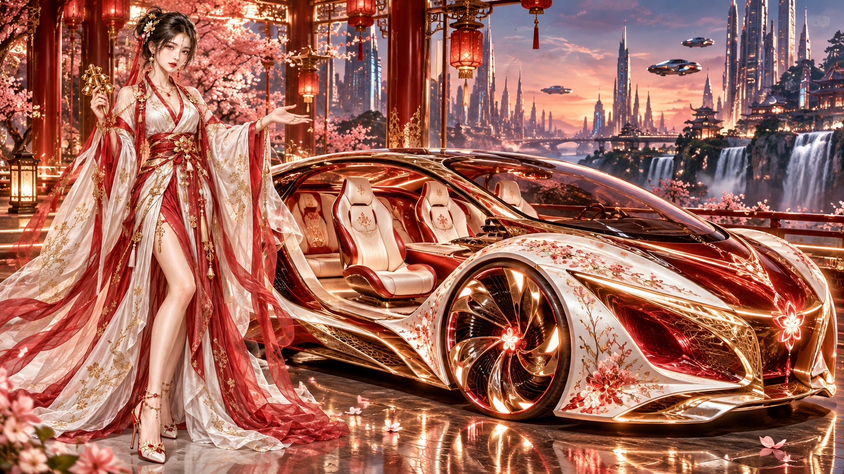 桜の都に佇む未来の豪華車.png