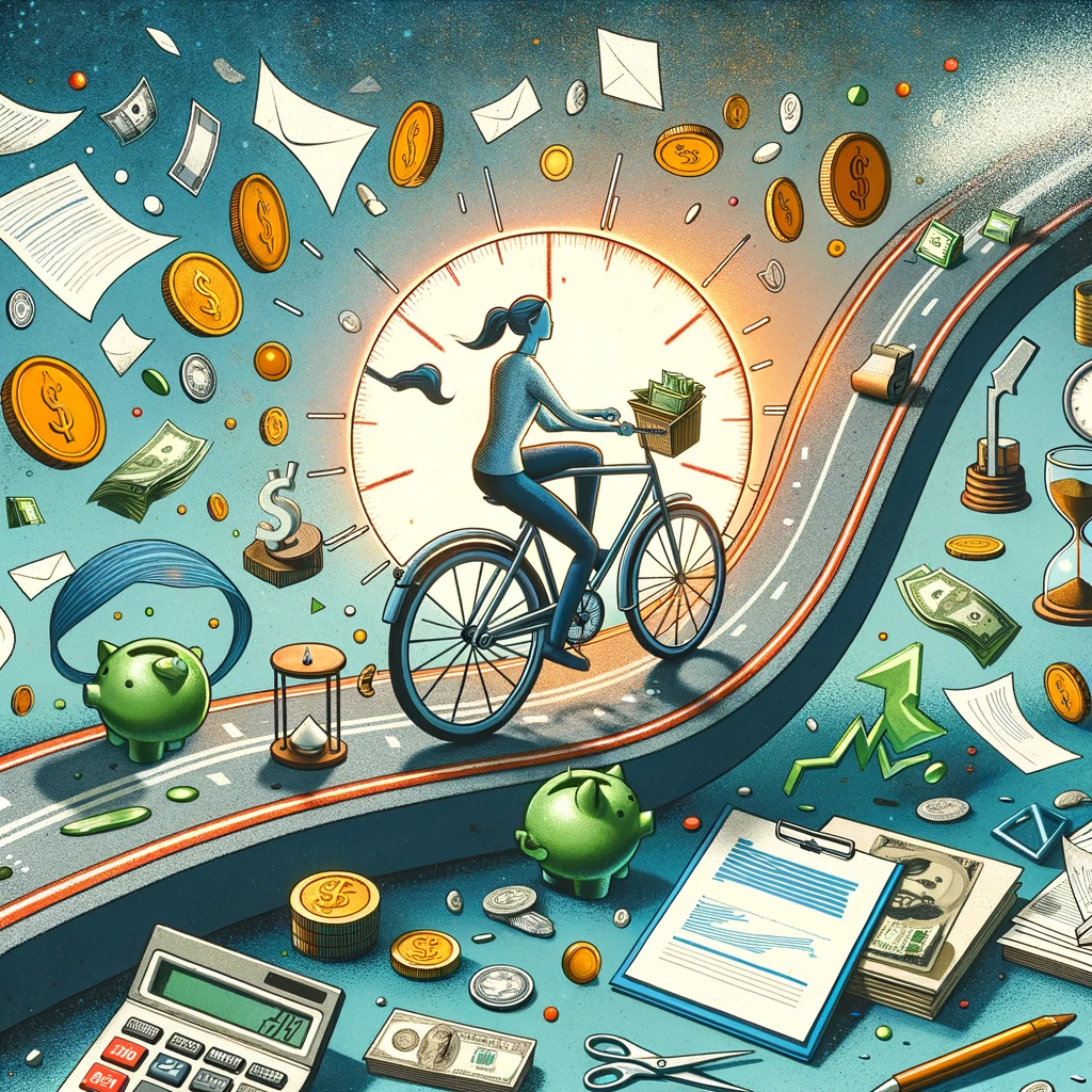 DALL·E 2024-02-26 14.04.22 - A creative representation of the phrase 'bicycle operation' in a business context, illustrated as a whimsical scene where a person is pedaling a bicyc.png
