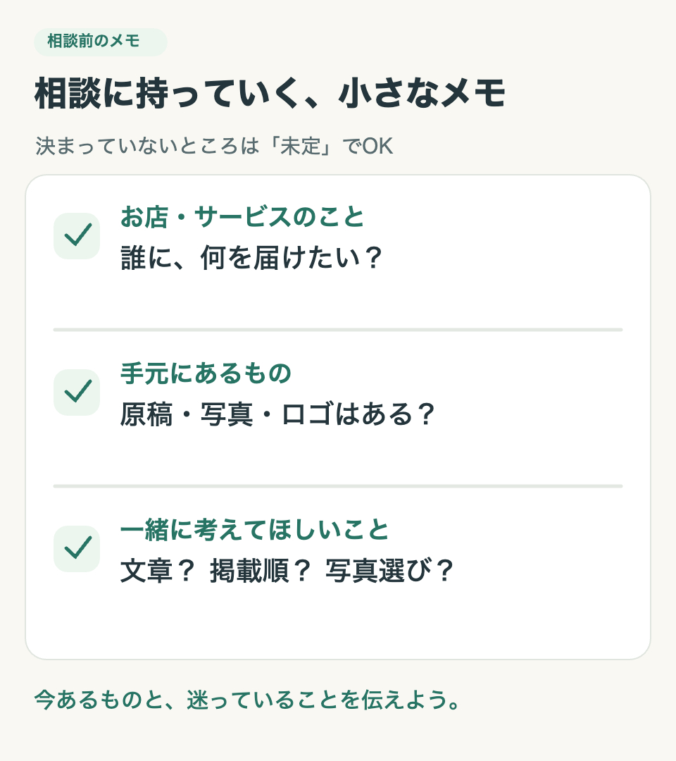 相談に持っていく、小さなメモ