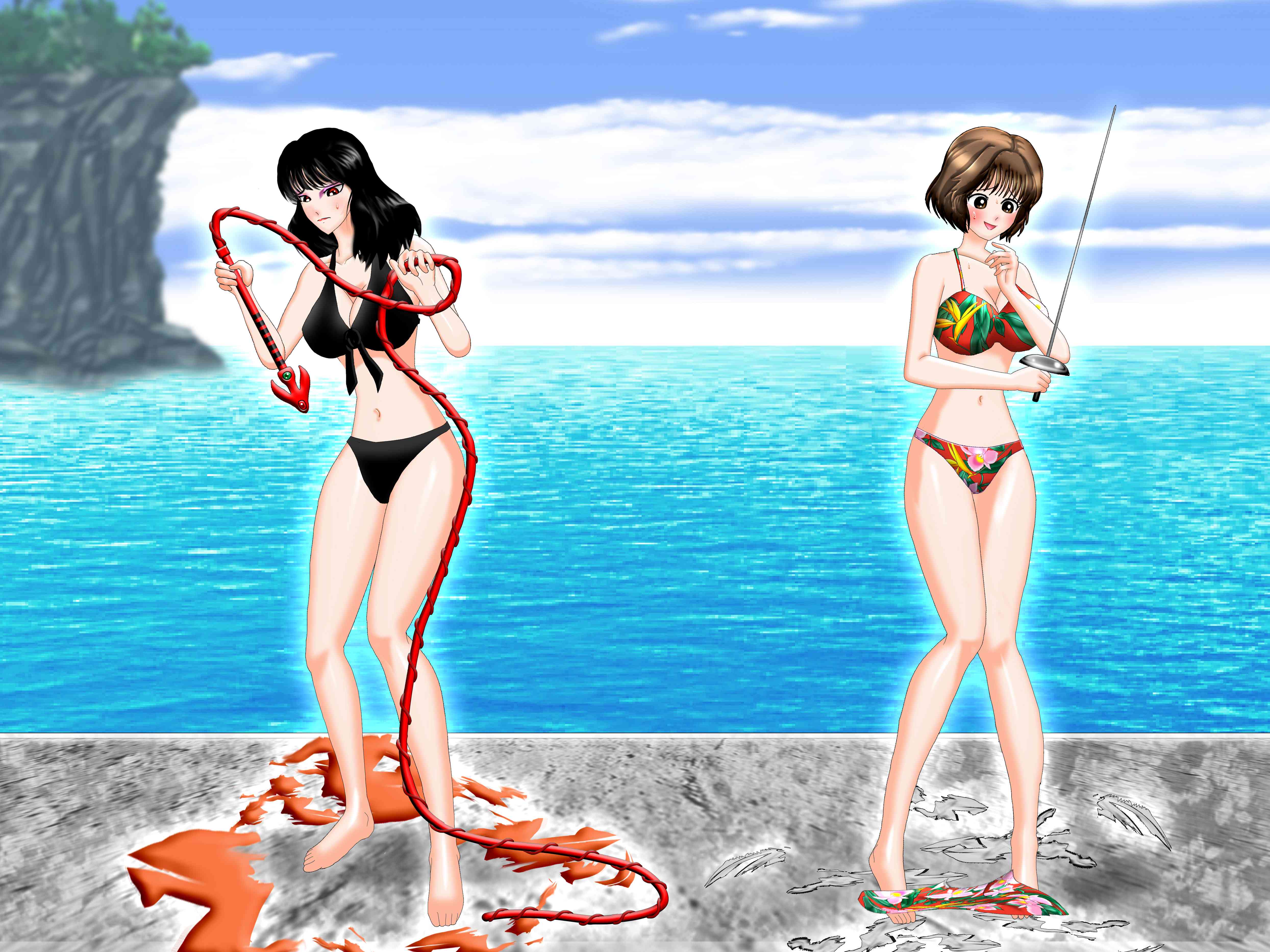 立花レイVS 王女キメラ【３】パーカーやスカートが脱げてしまった.jpg