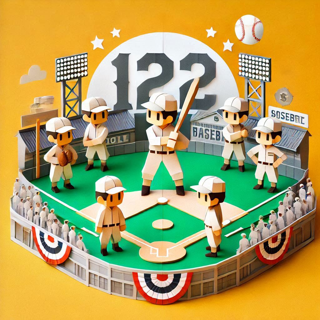 プロ野球誕生の日をイメージするペーパークラフト調のイラスト.png