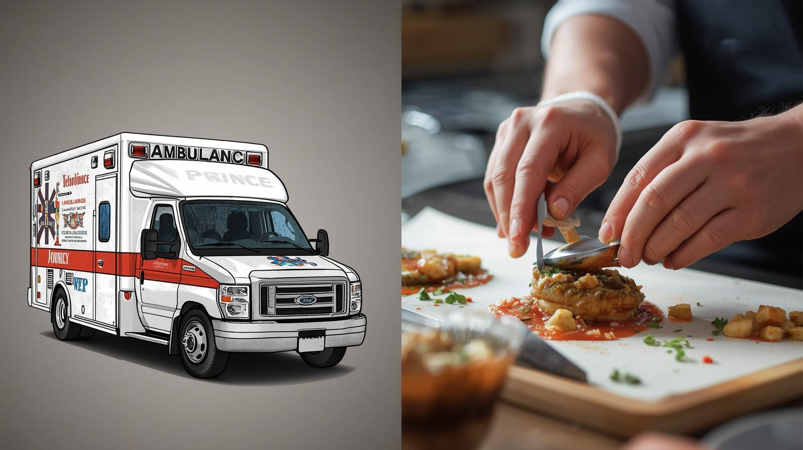 左に救急車、右に料理をしている手元のアップ.jpg