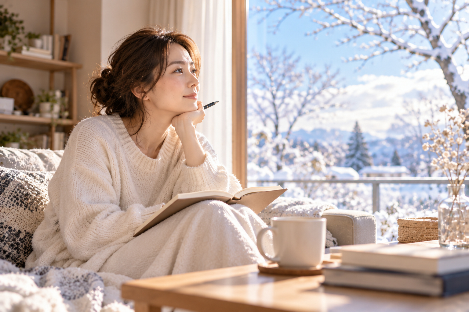 雪景を眺める冬の読書時間.png