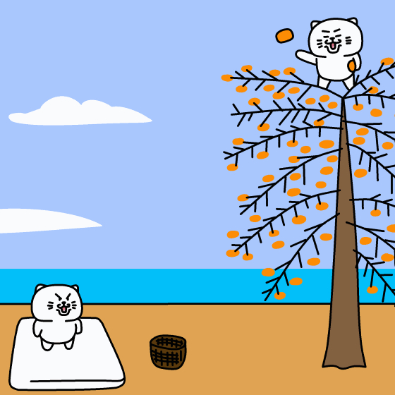 柿をとる猫.gif
