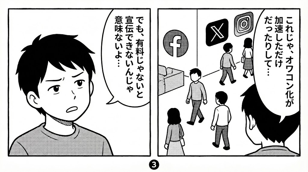 マンガ_Facebookのオワコン化が加速！　とうとう宣伝投稿を禁止してきたぞ！03.jpg