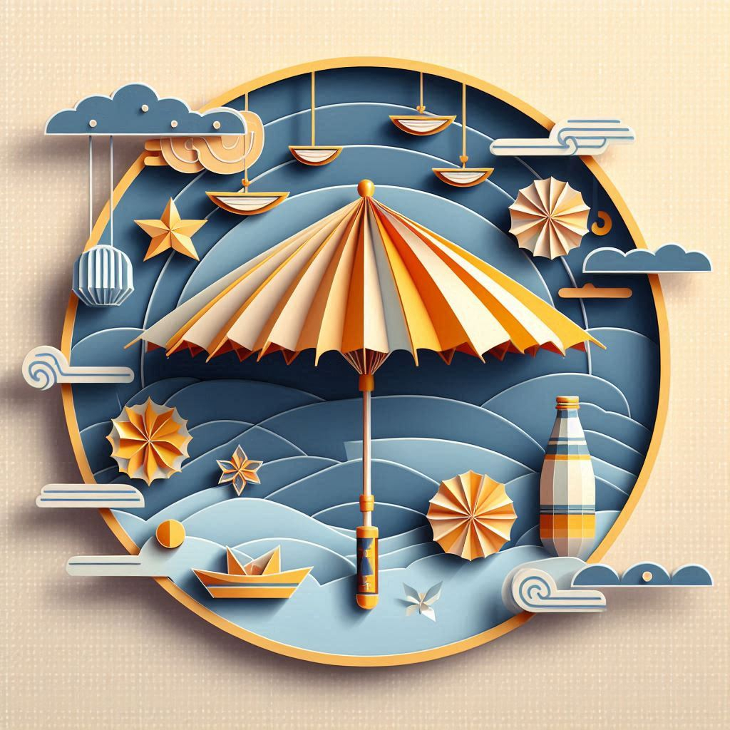 折りたたみ傘のイラスト ペーパークラフト調 (2).png