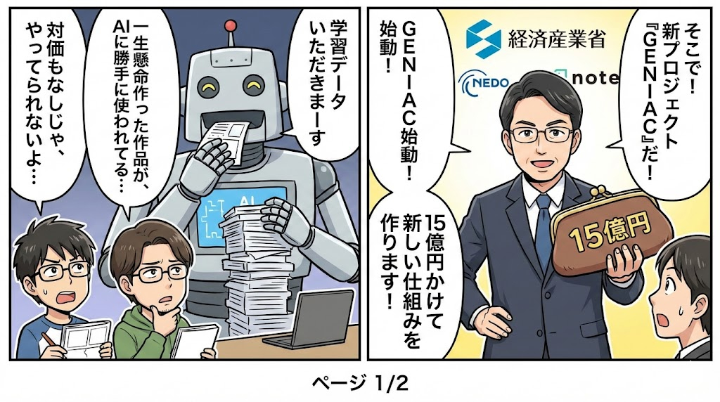 マンガ_noteに経済産業省が15億円出資！　生成AIが引用したらクリエイターにお金が入る仕組みはうまくいくのか？01.jpg