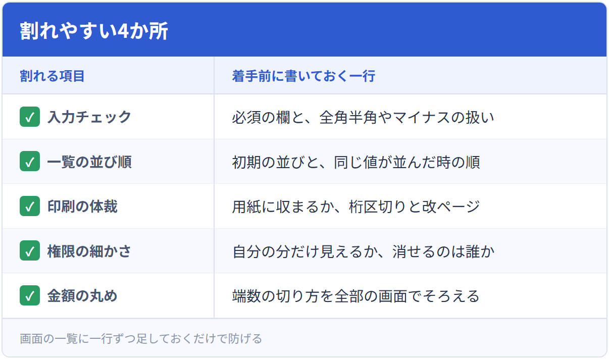 割れやすい4か所