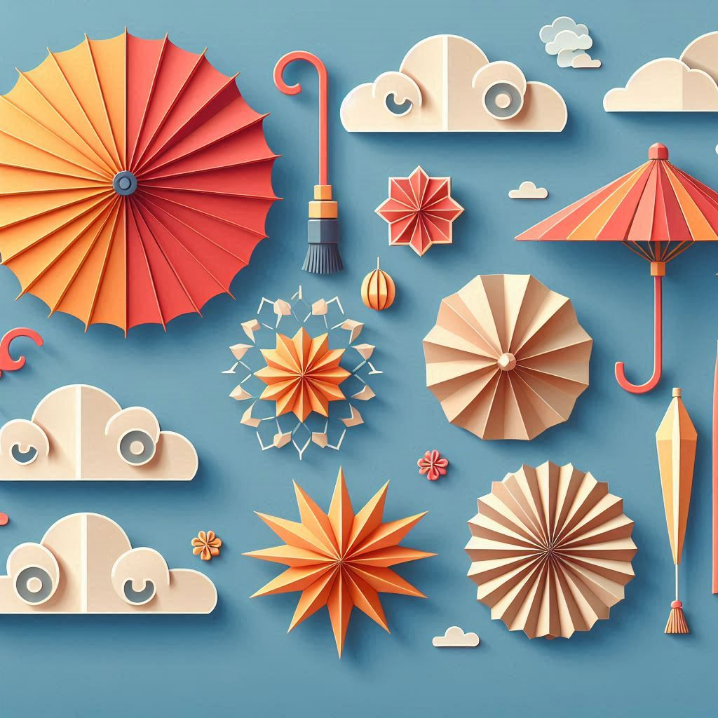 折りたたみ傘のイラスト ペーパークラフト調.png