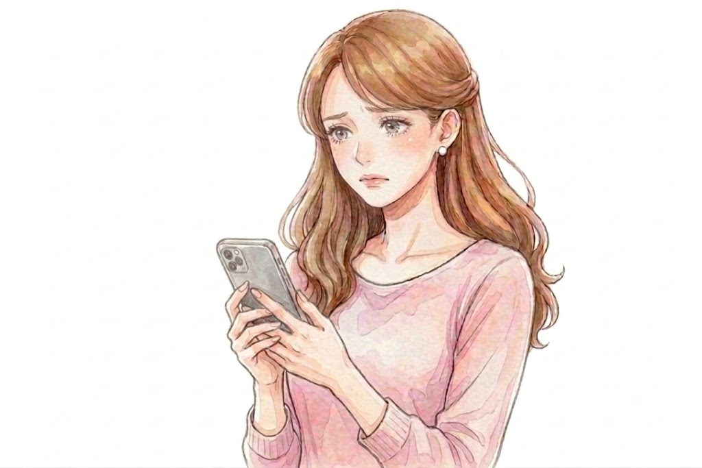 連絡が無く悩む女性.jpg