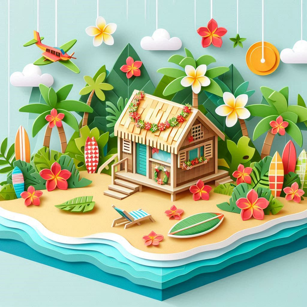 アロハの日をイメージしたペーパークラフト調のイラスト.png