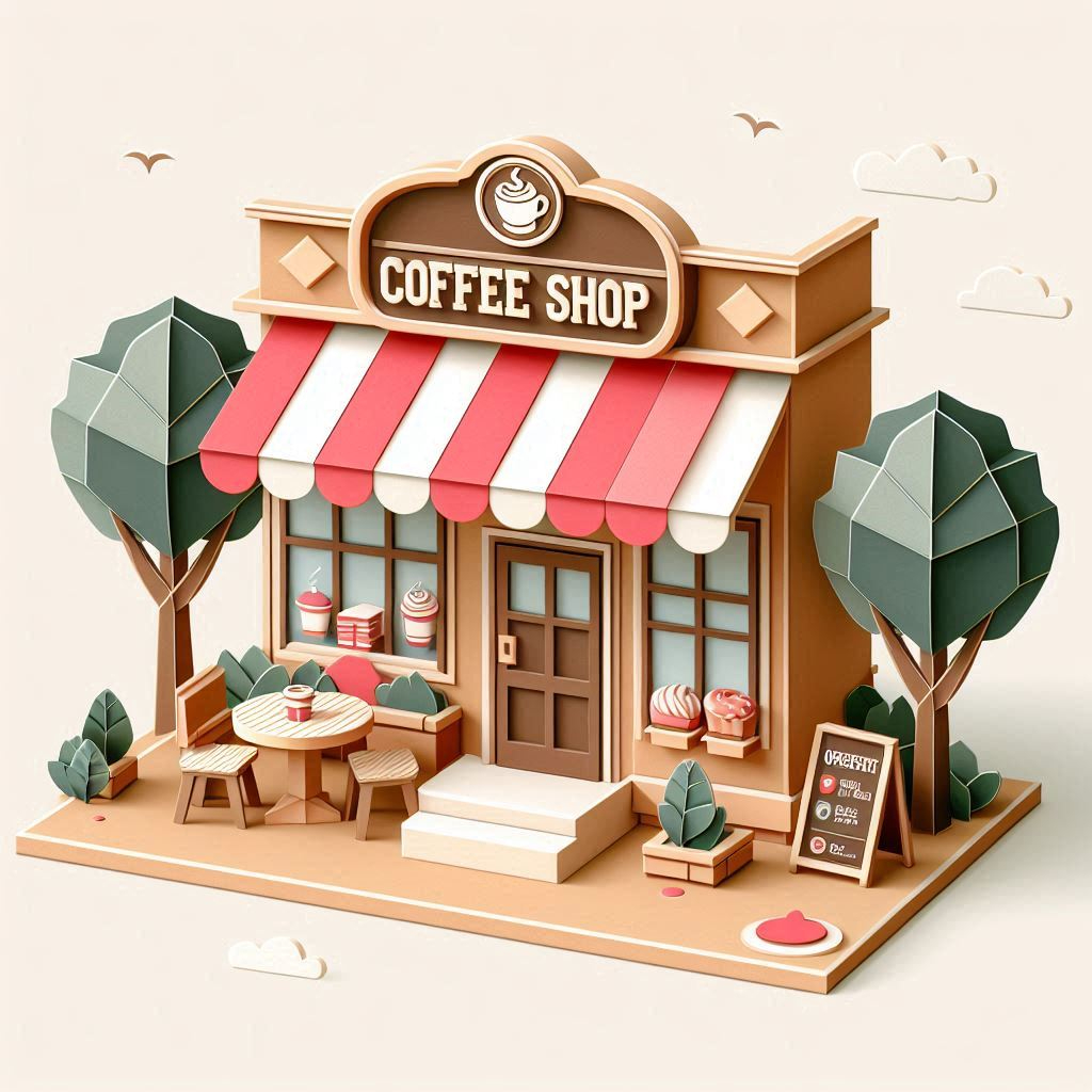 喫茶店のイラスト ペーパークラフト調 (2).png