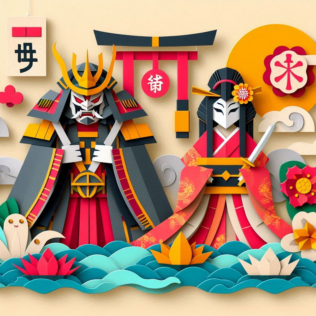 歌舞伎の日をイメージしたペーパークラフト調のイラスト (3).png