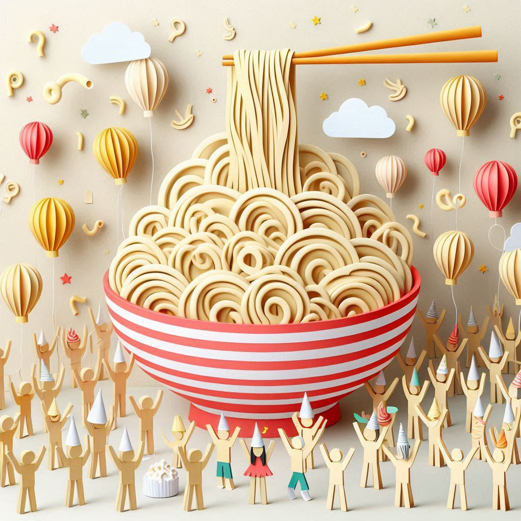 麺の日をイメージするペーパークラフト調のイラスト.png