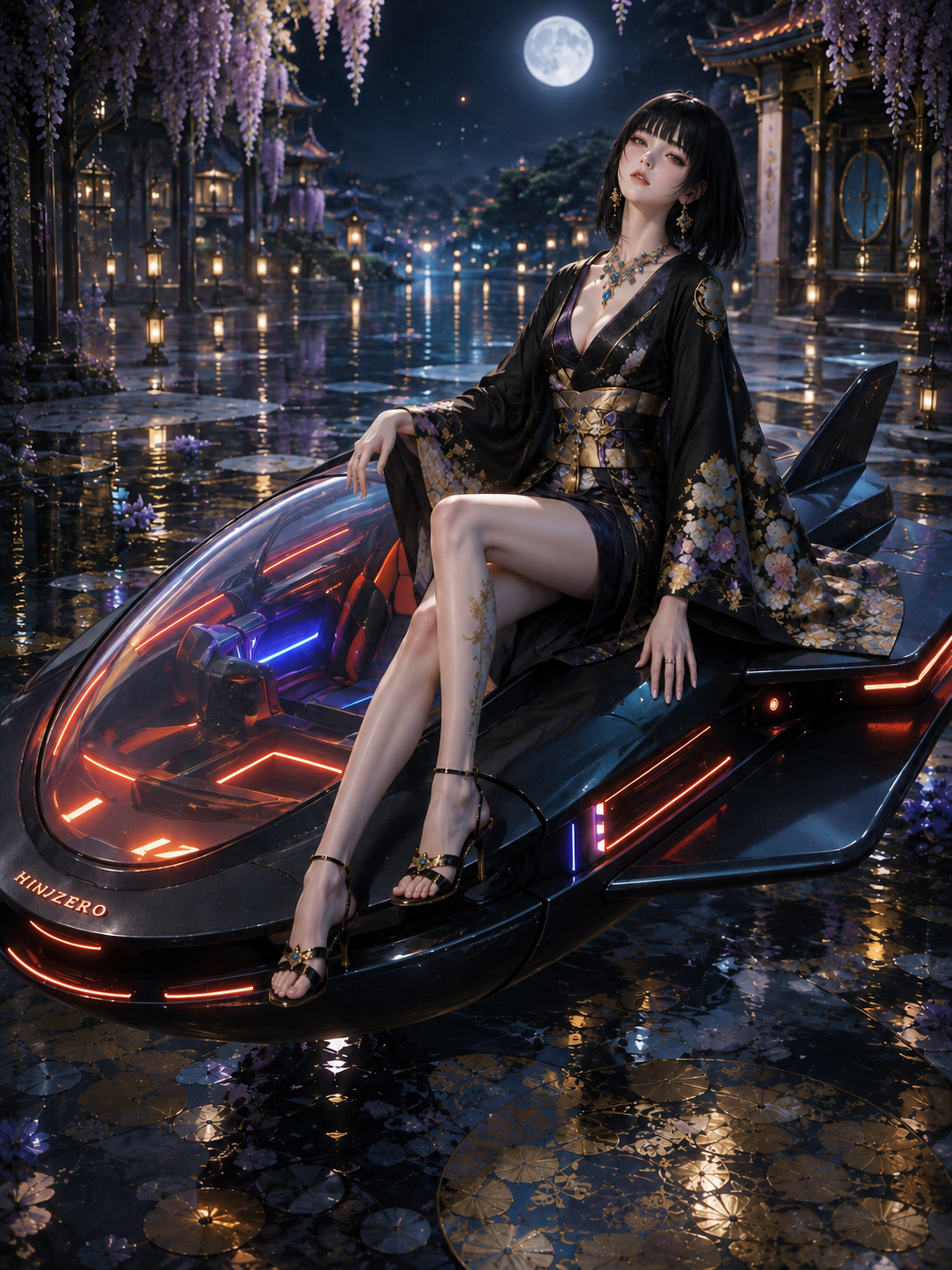 月夜の水庭と未来の花車.png