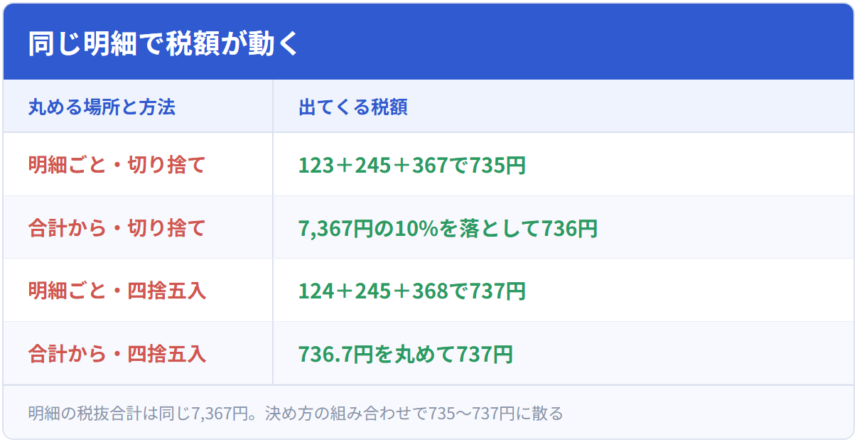 同じ明細で税額が動く