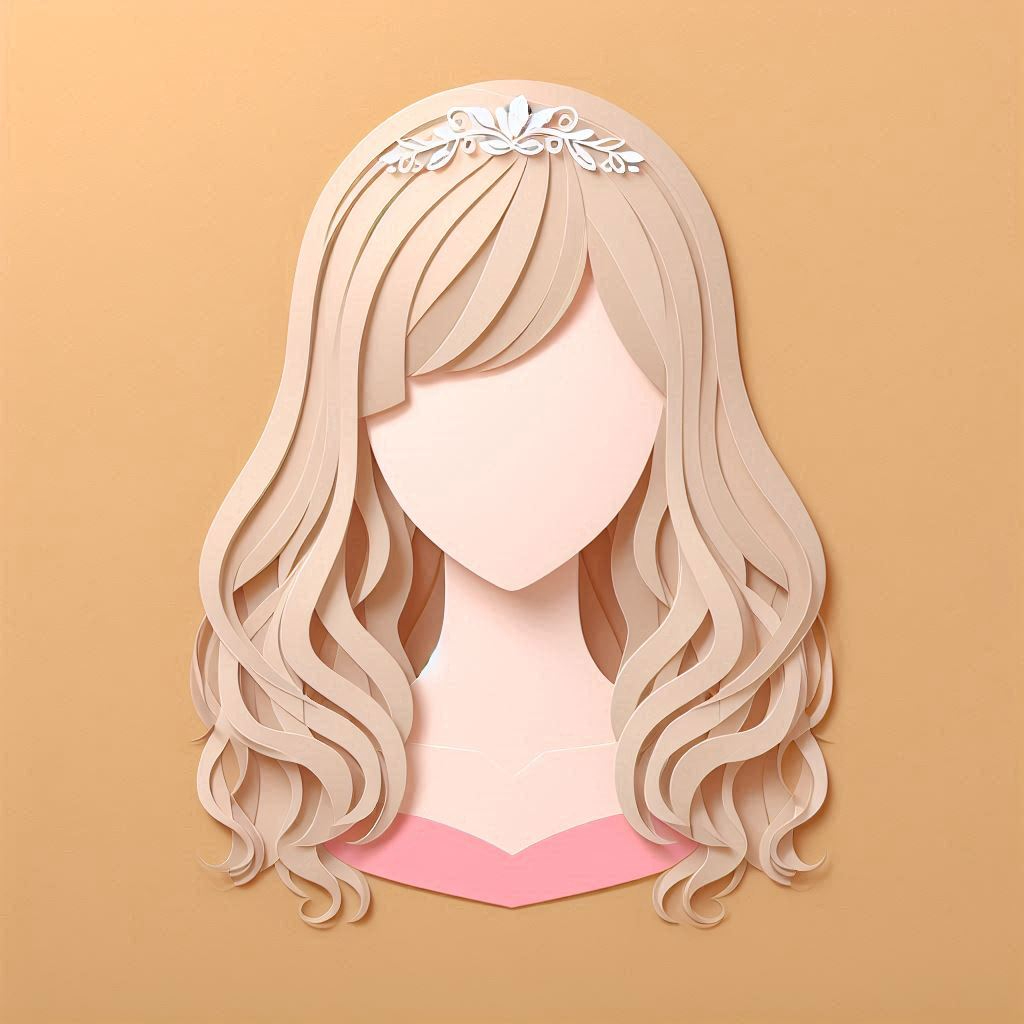 ウィッグのイラスト ペーパークラフト調 シンプル.png