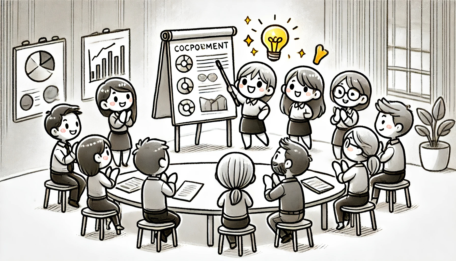 DALL·E 2024-12-27 13.36.04 - A cute cartoon illustration with a 2_1 aspect ratio, featuring a simple and minimalistic background. The scene depicts a supportive group of individua.jpeg