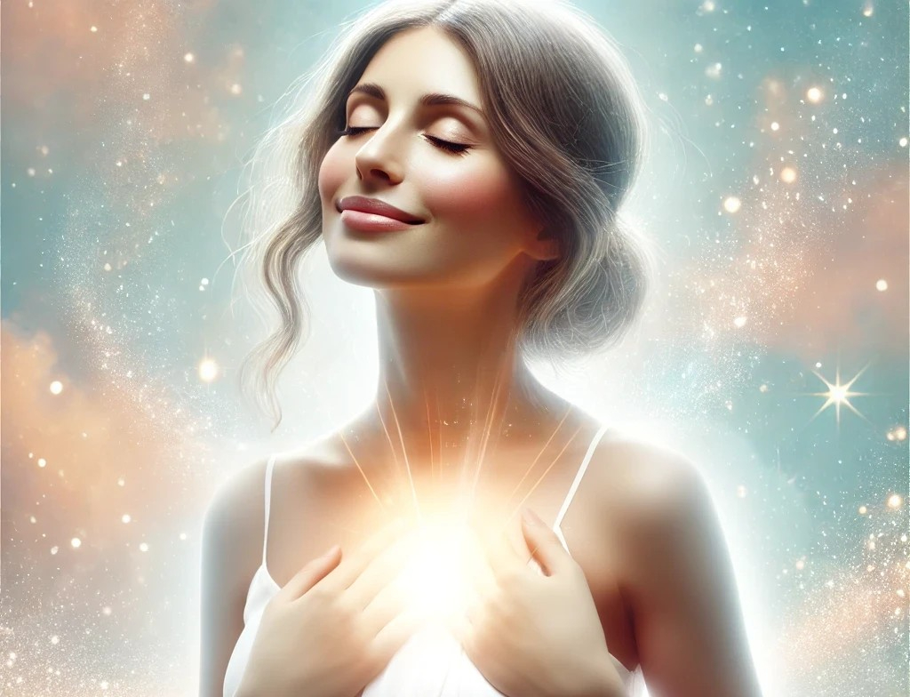 DALL·E 2025-08-01 01.42.00 - A bright and uplifting image of a woman experiencing a moment of inner peace and emotional healing. She is wearing a flowing white dress, symbolizing .jpg
