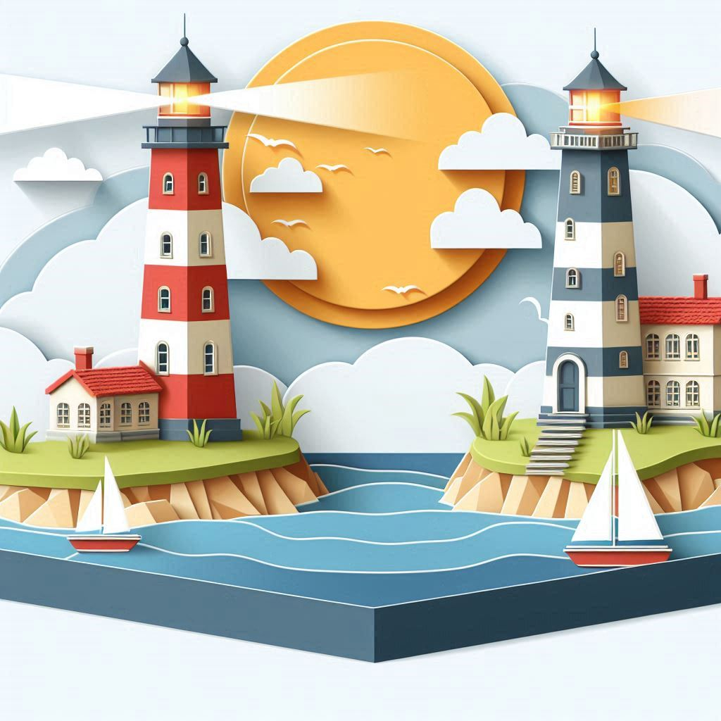 灯台のイラスト ペーパークラフト調.png