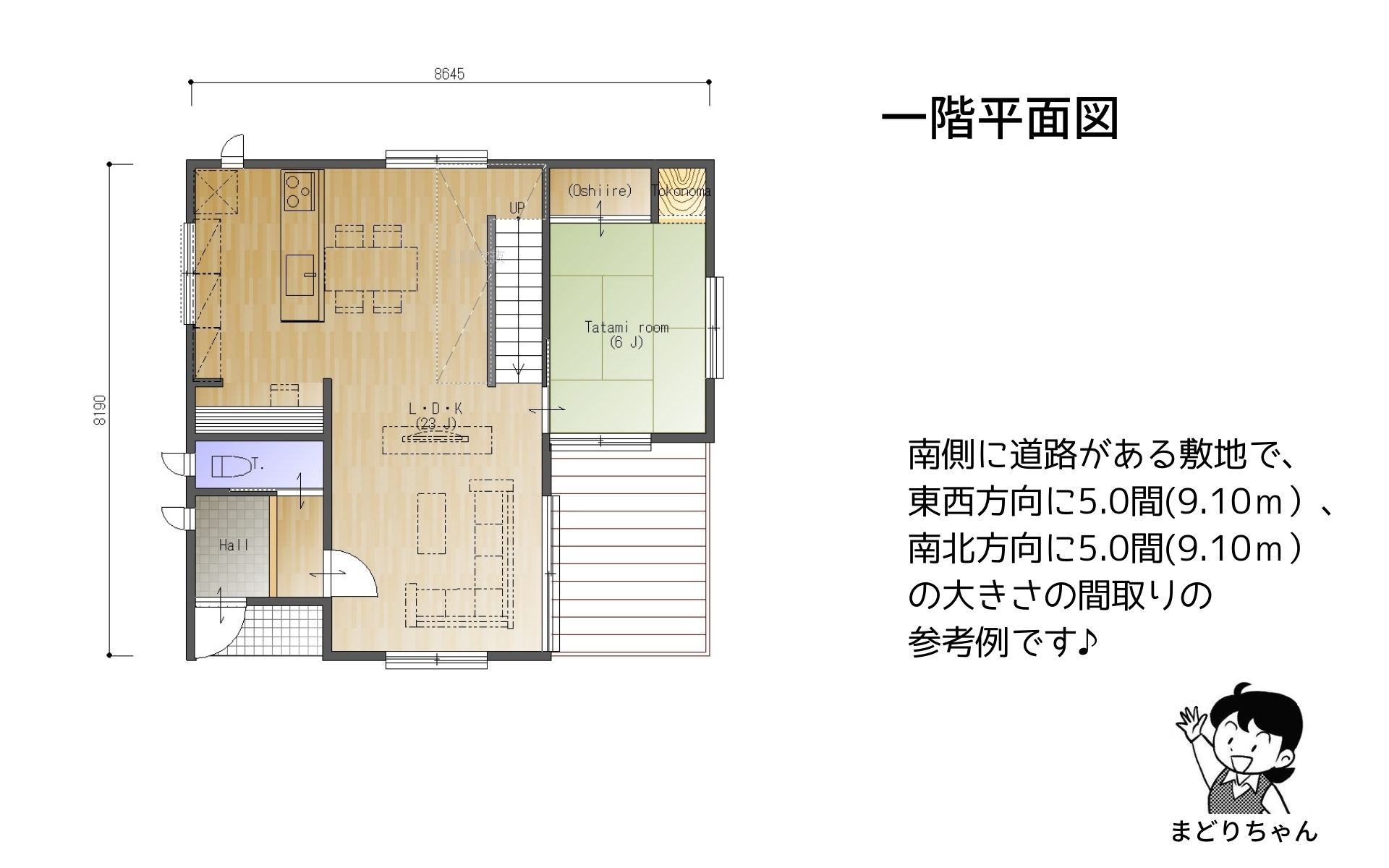 まどりちゃんの1000プラン　南玄関　9.10m×9.10ｍ　の間取り No.1 -3.jpg