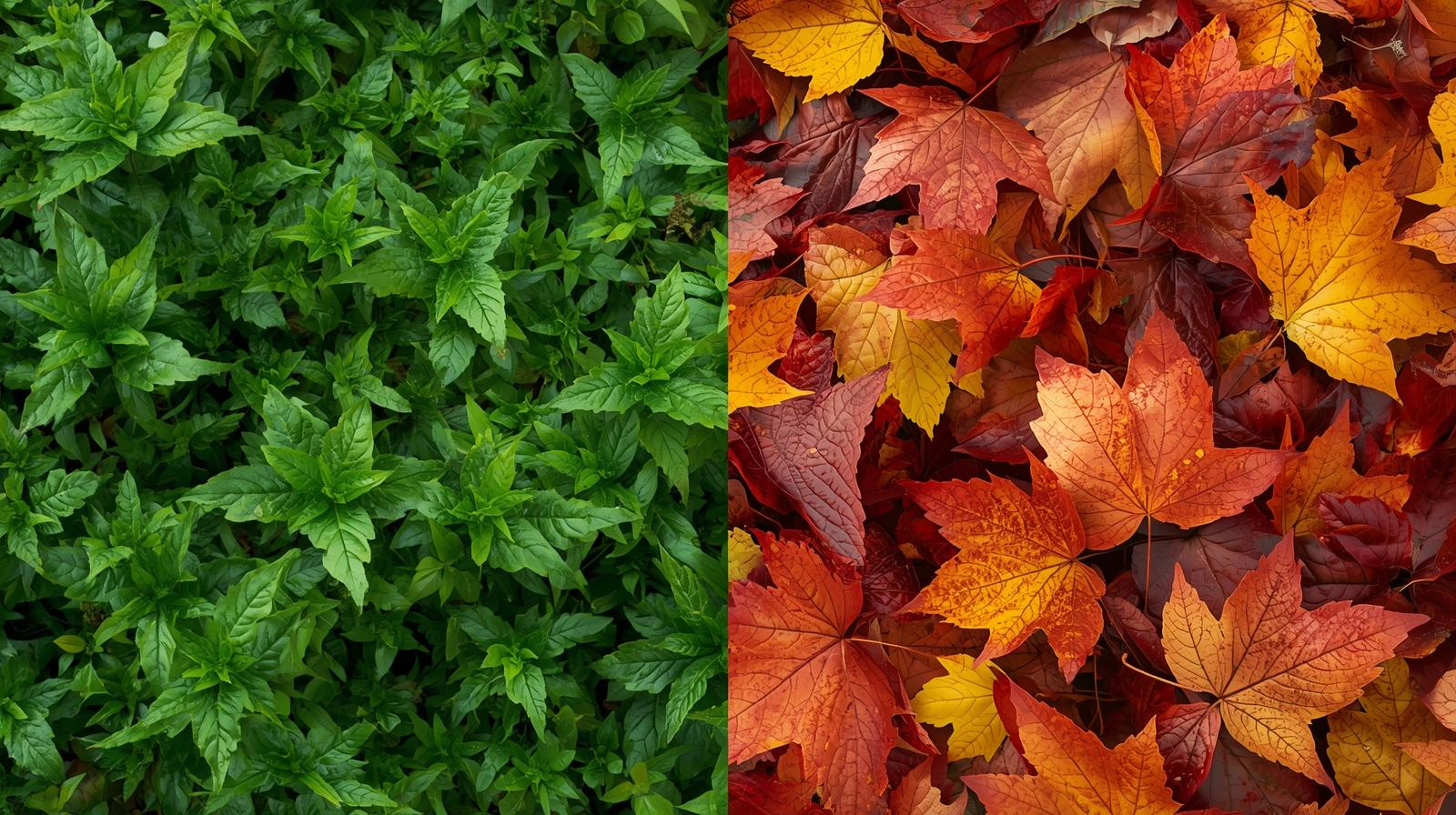 左に新緑、右に紅葉.jpg
